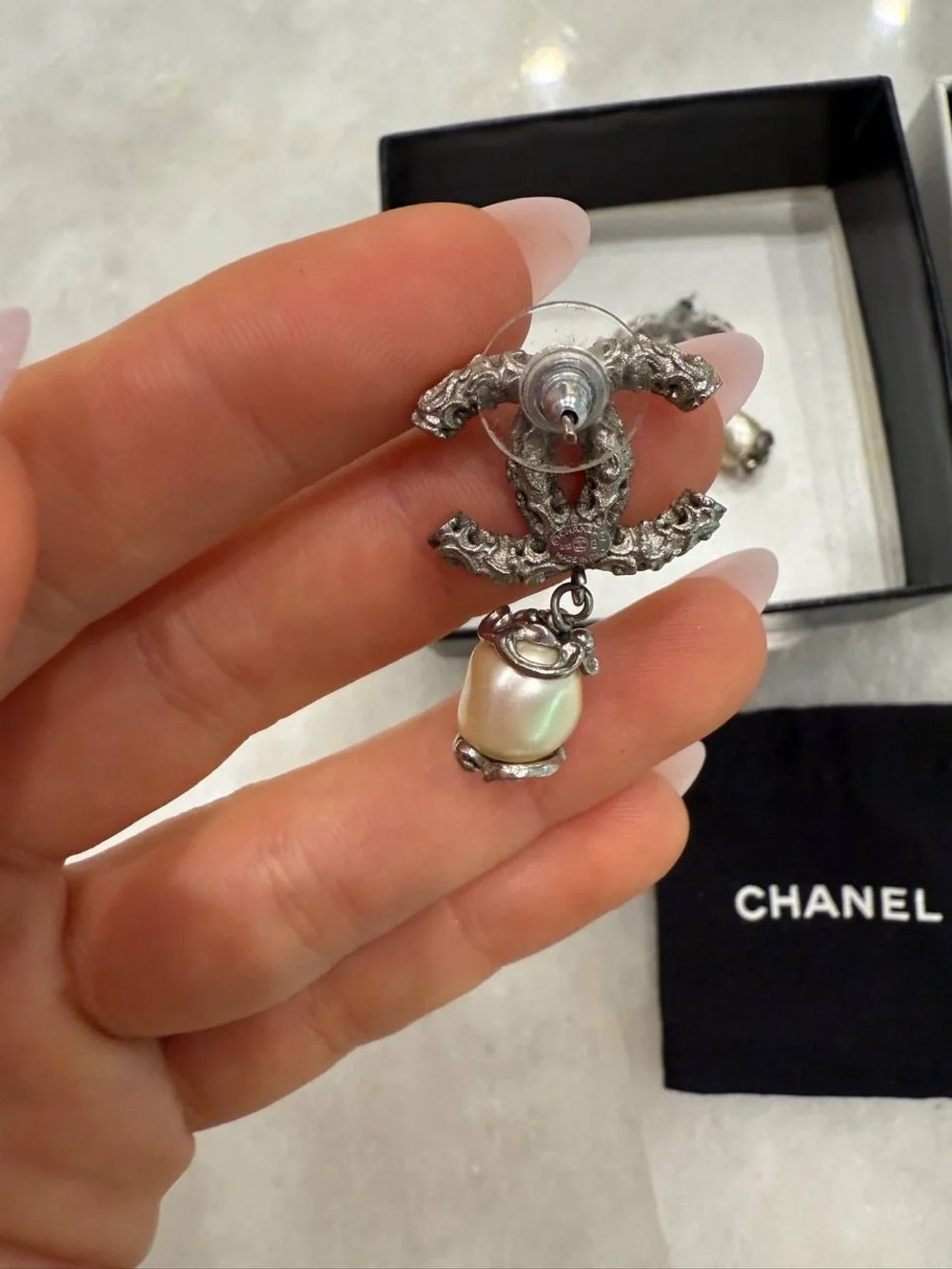 CHANEL pearl earrings